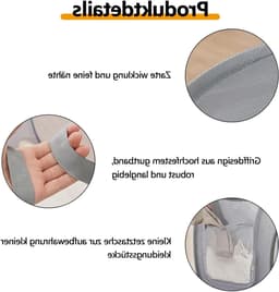 Vouwbare Wasmanden Set van 3, 36 x 36 x 58 cm, Ademend en Ruimtebesparend voor Badkamer, Slaapkamer en Reisgebruik, Grijs — thumbnail 2
