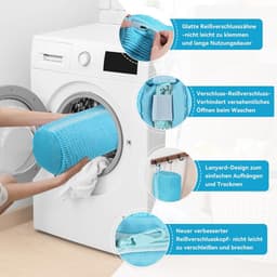 SnelShoppen - 2 stuks schoenenwaszak, waszak voor schoenen met verborgen rits, blauw, geschikt voor in de wasmachine, ideaal voor sneakers en sportsch — thumbnail 5