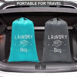 Waszakken, 120 l, opvouwbaar, voor vuile kleding, met trekkoord, voor reis/badkamer/slaapkamer/slaapzaal (61 × 91 cm) — thumbnail 3