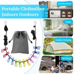 Reis Kledinglijn - Waslijn Camping - Kleding Drogen - Reflecterend Winddicht - 4 meter - Zwart — thumbnail 2