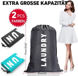 Reiswaszakken 91 × 61 cm - Grote waszak met trekkoord - Herbruikbaar - Perfect voor reizen - ShopVlot — thumbnail 2