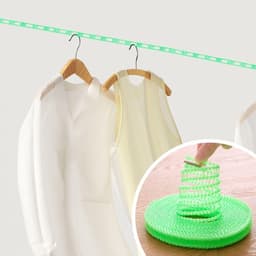 3-delige set - Antislip en winddichte waslijn - Waslijn in hekstijl - Waslijn voor het drogen van dekens - Waslijn voor buiten zonder boren - 8 meter - Roze, lichtgroen, blauw - Uitschuifbaar - Geschikt voor buiten, tuin en camping — thumbnail 4