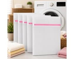 KZQ Wasnetten voor delicate kleding 5 stuks 30x40 cm met ritssluiting, herbruikbare waszakken voor fijne was, beschermt stoffen tegen slijtage en klitten, geschikt voor wasmachine en handwas