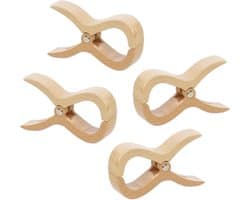 Wasknijpers met grote houten knijpers, wasknijpers voor strandlaken, strandstoel, jacht, kinderwagen, wasaccessoires, 4 stuks - 1