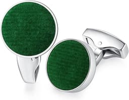 Cufflinks voor mannen - ronde vorm - katoen en staal - perfect voor bruiloften - ShopVlot — thumbnail 1