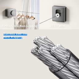 MUSTORN Wall Dryer Retractable Clothesline For Indoor And Outdoor, Extendable Heavy Duty Stainless Steel Line, Wall - ShopVlot — thumbnail 3
