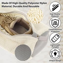 Set van 2 Schoenwaszakken - Wasmachine - 39 x 19 cm - Schoenentas - Waszak met Rits - Herbruikbare Schoenen - Waszak voor Schoenpoetsen - 2 Stuks - Wit — thumbnail 3