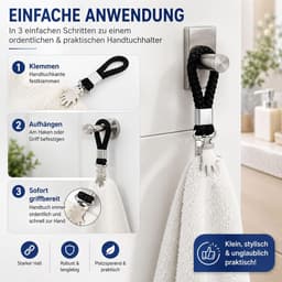 15 stuks handdoekclips, zwart, handdoekklemmen met lussen, voor keuken en badkamer | Afwasdoekclips als hanger voor handdoeken, stabiele grip en robuust, 15-delige set voor keuken, badkamer en caravan — thumbnail 4
