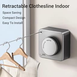 Intrekbare Waslijn - Waslijn Binnen Buiten - Ruimtebesparend Ophangen - Niet Doorhangend Design - 20 kg Capaciteit - Grijs — thumbnail 1