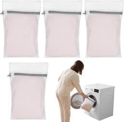 Set van 4 mini waszakken van mesh (20 x 30 cm) voor fijne was, lingerie en sokken, beschermt stoffen tegen krassen en klitten — thumbnail 1