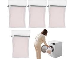 Set van 4 mini waszakken van mesh (20 x 30 cm) voor fijne was, lingerie en sokken, beschermt stoffen tegen krassen en klitten