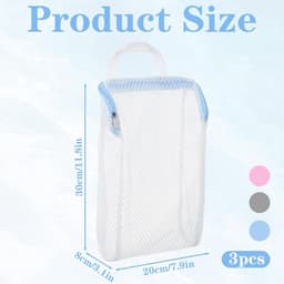 3D Mesh Waszakken Set van 3 met Ophanglussen, Duurzame Waszakken voor Kleding, Delicates en Ondergoed, Ideaal voor de Wasmachine — thumbnail 4