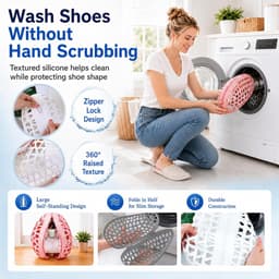 KZQ 2-delige wasmachine schoenenzak - Beschermt sneakers tijdens het wassen - Opvouwbaar en herbruikbaar - Geschikt voor alle wasmachines - Grijs — thumbnail 4