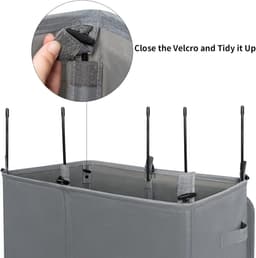 Dubbele wasmand met deksel en afneembare waszakken 154L grote opvouwbare 2 verdelers wasmand met handgrepen voor slaapkamer wasruimte kast badkamer college (grijs) — thumbnail 2