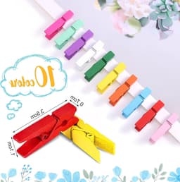 50 houten wasknijpers van 1,3 inch met 2 meter jute touw voor knijpers, decoratie en hobbygebruik — thumbnail 3