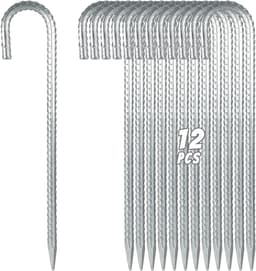 SnelShoppen - 12 stuks Zware Grondankers, Wapeningsstangen en J Tentharingen van Verzinkt Staal voor Camping, Trampolines, Luifels en Schommels — thumbnail 1