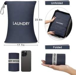 2 Pack Waszakken voor Vuilnis, Reiswaszak voor Kleding, Wasbare Nylon Zak voor Zwemkleding en Sportkleding — thumbnail 4