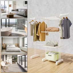 Droogrek Torenmodel - Wasrek Inklapbaar - Kleding Drogen - Uittrekbaar Design - 66-130 cm Breed - Wit — thumbnail 4