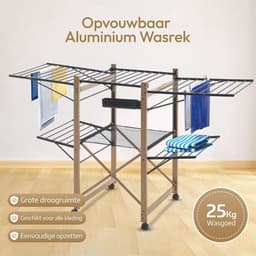 Droogrek Staand - Kledingdroger Vleugels - Was Drogen - Verstelbare Vleugels - 30 Meter Drooglengte - Zwart — thumbnail 4