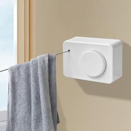 Intrekbare waslijn Heavy Duty Kleding Drogen Waslijn Wandmontage Gemakkelijk Opknoping Kleding Drogen Waslijn Intrekbaar Hangend Slot om doorzakken te voorkomen (Rechthoek, Wit) — thumbnail 5