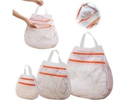 Set van 3 Herbruikbare Waszakken van Mesh Stof voor de Wasmachine, Ideaal voor Kleding, Sokken en Ondergoed met Rits