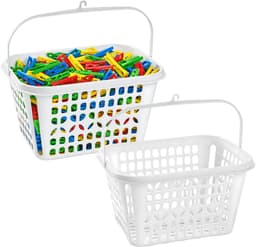 Plasticforte Knijpermandje - 2x - wit - 20 x 25 cm - kunststof - wasknijpertasje/knijperzak — thumbnail 1