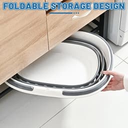 Opvouwbare plastic wasmand – Drievoudig opvouwbaar – Inklapbaar – Pop-up opbergmand – Met ventilatiegaten – Ruimtebesparend – Geschikt voor slaapkamer, woonkamer en algemeen gebruik – 28.3*20*15 cm – Grijs — thumbnail 3