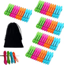 Wasknijpers Set - Kleding Clips - Was Ophangen - Antislip No-Mark - 60 Stuks - Grijs — thumbnail 1