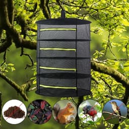 4-laags opvouwbaar droognet voor kruiden - Hangend droogrek voor planten, bloemen, groenten en fruit met rits — thumbnail 4