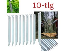 FAMEX Tentharingen Grondankers van Staal 10 Stuks, Robuuste Bodemankers voor Tenten, Partytenten, Zonnedoeken, Camping & Outdoor