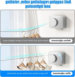 Retractable Kledinglijn van 5.1m, Uittrekbare Wandgemonteerde Drooglijn, Ideaal voor Buitenkleding en Huishoudelijk Gebruik, Maximaal 20kg Belastbaar — thumbnail 4