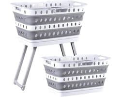 Wasmand met Poten - Kledingmand Opvouwbaar - Was Sorteren - Ergonomische Hoogte - 60 cm Hoog - Enkel