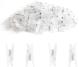 Mini wasknijpers - Veerklemmen decoratie - Foto's ophangen - Milieuvriendelijk kunststof - 100 stuks - Transparant — thumbnail 1