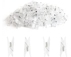 Mini wasknijpers - Veerklemmen decoratie - Foto's ophangen - Milieuvriendelijk kunststof - 100 stuks - Transparant
