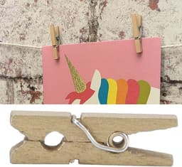 Mini Wasknijpers - Kleine Clips - Foto's Ophangen - Natuurlijk Hout - 300 Stuks - Houtkleur — thumbnail 2