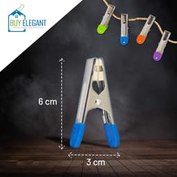 Wasknijpers RVS - Duurzame Kledingclips - Was Buiten Drogen - Zachte Plastic Pads - 6 Cm Lengte - Meerkleurig — thumbnail 2
