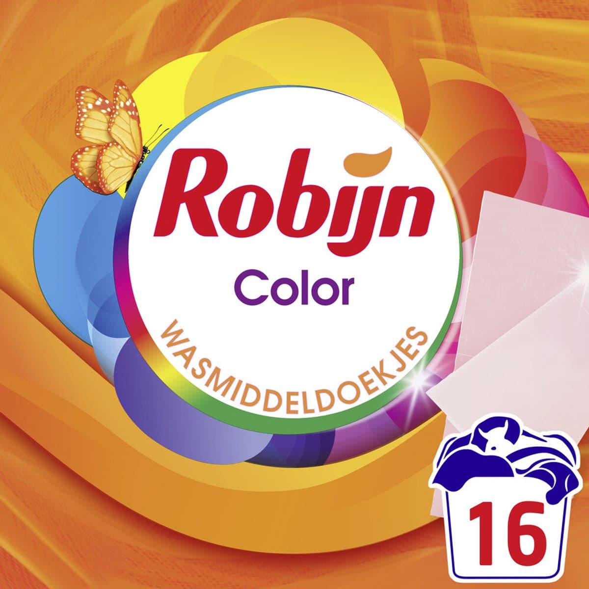 Robijn - Wasmiddeldoekjes - Color - 100% oplosbare doekjes in een kartonnen verpakking - 4 x 16 wasstrips — afbeelding 1