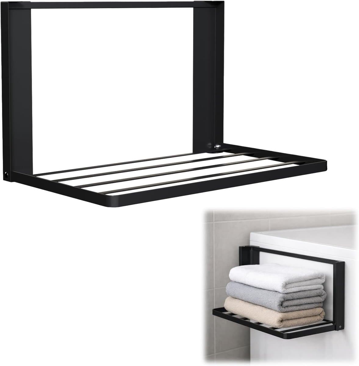 Uitbreidbaar Droogrek voor Wasmachine 40.5 x 25 cm - Magnetisch Organizer voor Handdoeken, Kleding en Vuilwas, Zwart — afbeelding 1