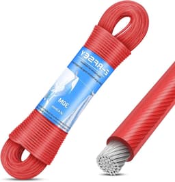 Waslijn met staalkern - Tuinkabel drooglijn - Buiten wassen drogen - Extra sterk 220kg - 30 meter 4mm - Rood — thumbnail 1
