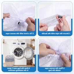 Set van 3 Mesh Waszakken voor Delicate Kleding, Machinewasbare Trekkoord Tas voor Sokken, Ondergoed en Broeken (30x40cm, 40x50cm, 50x60cm) — thumbnail 4