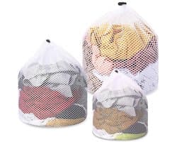 Set van 3 Mesh Waszakken voor Delicate Kleding, Machinewasbare Trekkoord Tas voor Sokken, Ondergoed en Broeken (30x40cm, 40x50cm, 50x60cm)