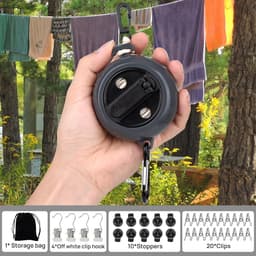 Intrekbare waslijn - Draagbare kledinglijn - Kleding drogen - Stevig nylon materiaal - Tot 10 meter - Zwart — thumbnail 3