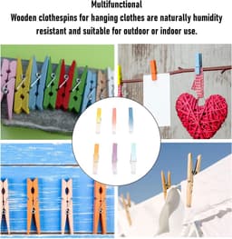 Houten Wasknijpers - Kleurrijke Clips - Huis en Kantoor - Berkenhout Kwaliteit - 100 Stuks - Multicolor — thumbnail 3