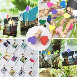 Set van 100 Houten Hart Clips in Kleur - Mini Kledingknijpers voor Foto's, Bruiloften en Adventskalenders — thumbnail 5