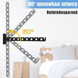 KAD® Wanddroogrek - Wanddroogmolen & Uittrekbaar Droogrek - Compact Muur Droogrek - Zwart - 310cm x 33cm x 80cm — thumbnail 5