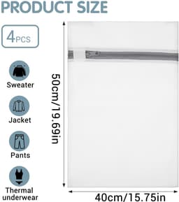 Dailygoods- Waszak Groot 40 x 50 cm - Waszakken voor Wasgoed - Wasnetten - Herbruikbaar - Polyester-Mesh - Robuuste Ritssluiting - Wasnet — thumbnail 2