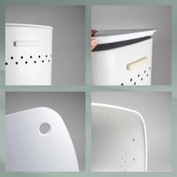 Wasmand met Deksel - Wasbox Kruk - Kleding Opbergen - Goede Luchtcirculatie - 395 x 295 x 575 cm - Wit — thumbnail 5