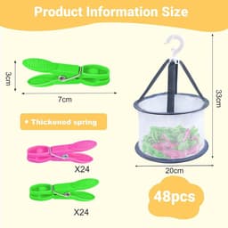 Wasknijpers Set - Kleding Klemmen - Kleding Drogen - Windbestendig Materiaal - 48 Stuks - Multicolor — thumbnail 4