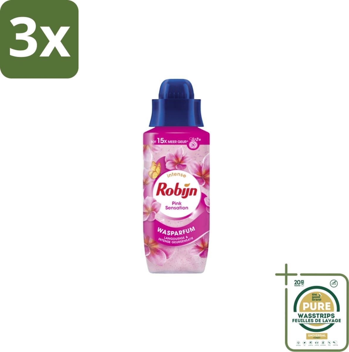 3 x Robijn Wasparfum Pink Sensation 324 ml - Grootverpakking - Wasparfum - Wasgeur - Geurboost - Wasmiddel - Wasgeur Intensief — afbeelding 1