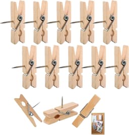 Houten Klemmetjes met Prikkers 100 Stuks Natuurlijk voor Prikborden en Knutselwerk — thumbnail 1